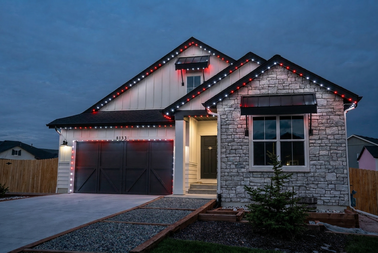 Home with permanent lights installed